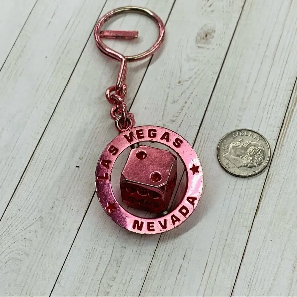 VTG Las Vegas Pink Dice Key Chain‎